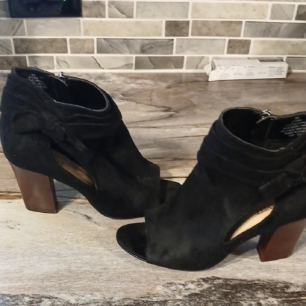 Nine West Black Peep-Toe Heeled Boots